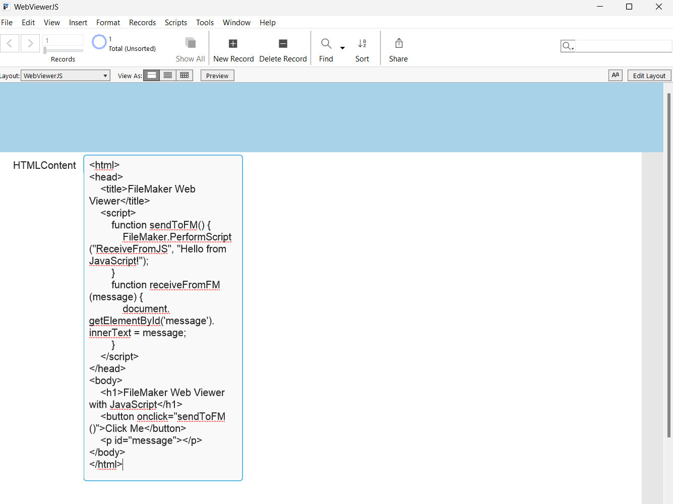 Add the HTML Template to the HTML Field